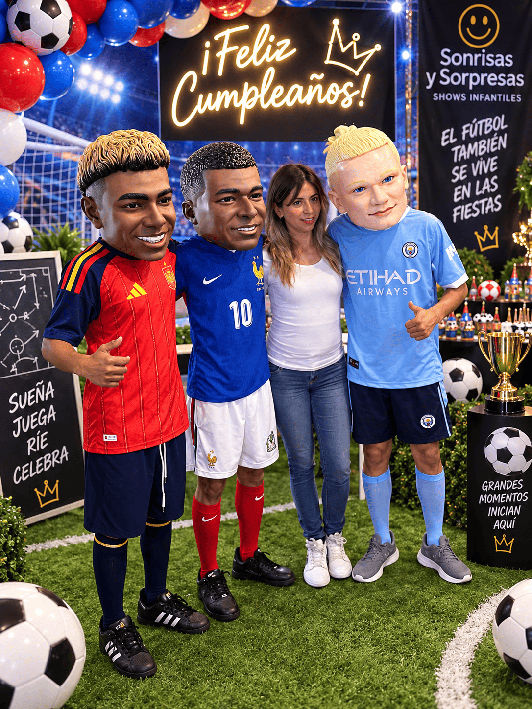 fiestas de fútbol con cabezones